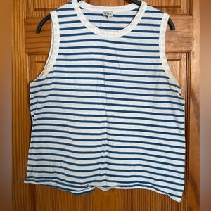 KULE The Modern Tank Blue and White Striped Top, Size Large